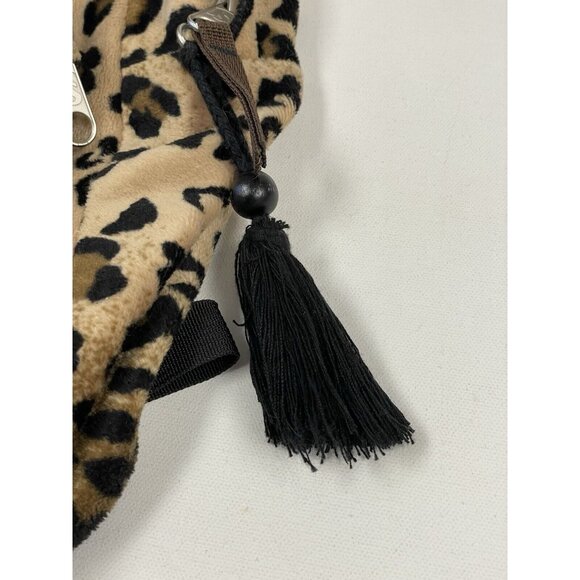 Vintage JanSport High Stakes TRS7 Leopard Animal Print Fuzzy Fabric Backpack - Picture 13 of 15